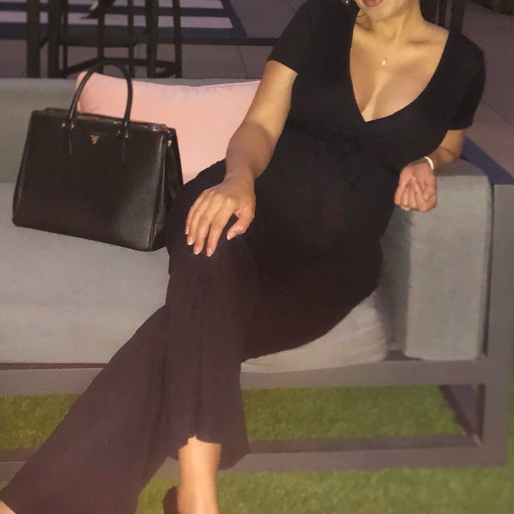 Black ribbed maternity jumpsuit